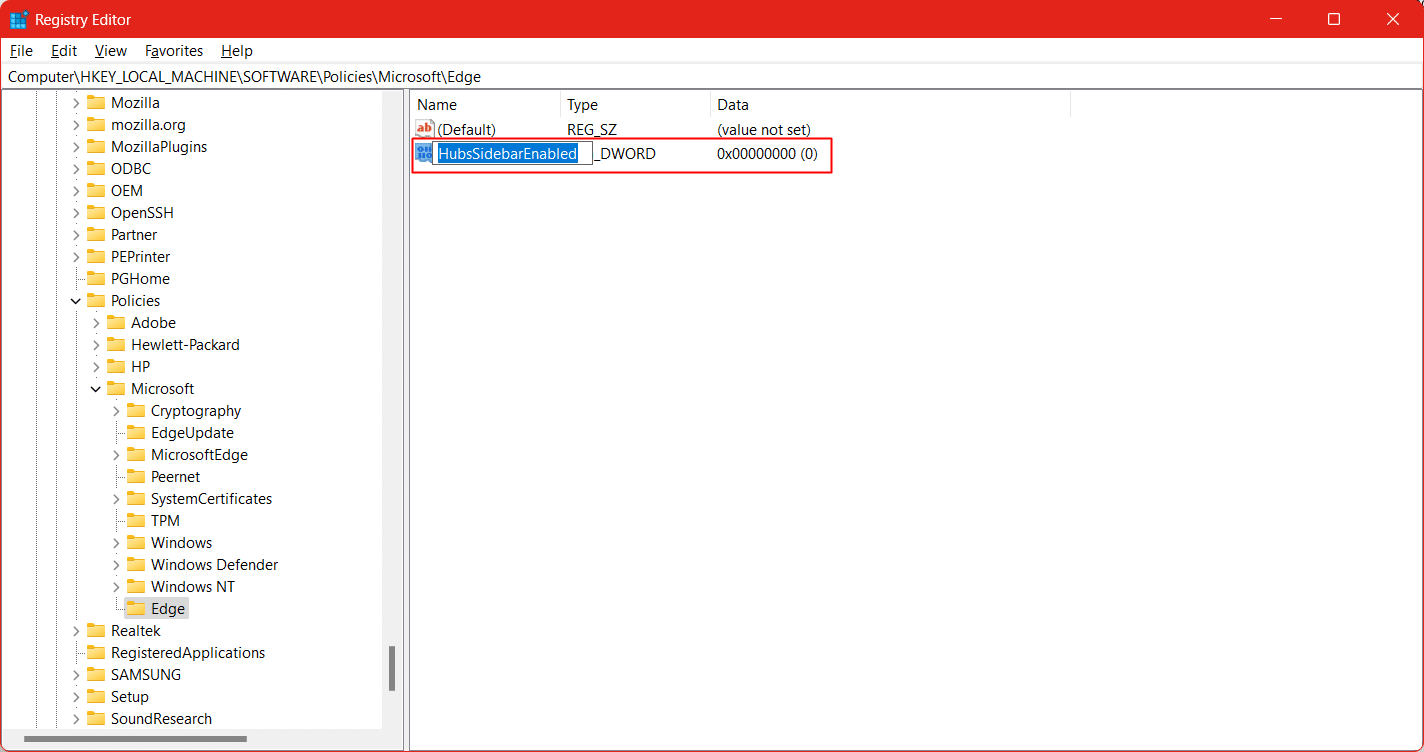 Beri nama DWORD baru sebagai HubsSidebarEnabled. Cara Menghapus Tombol Obrolan Bing dari Microsoft Edge