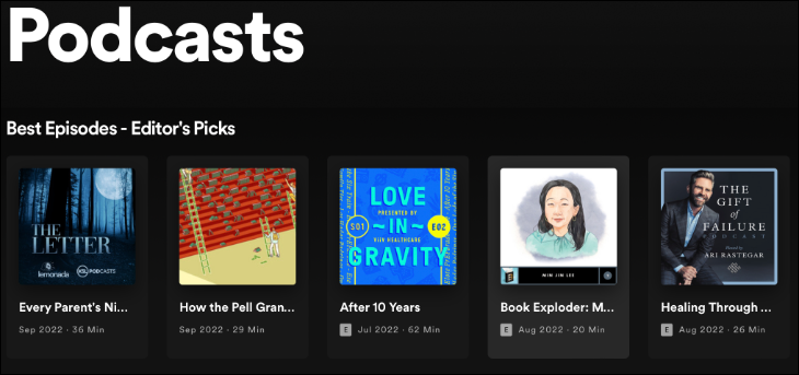 Spotify 앱의 팟캐스트