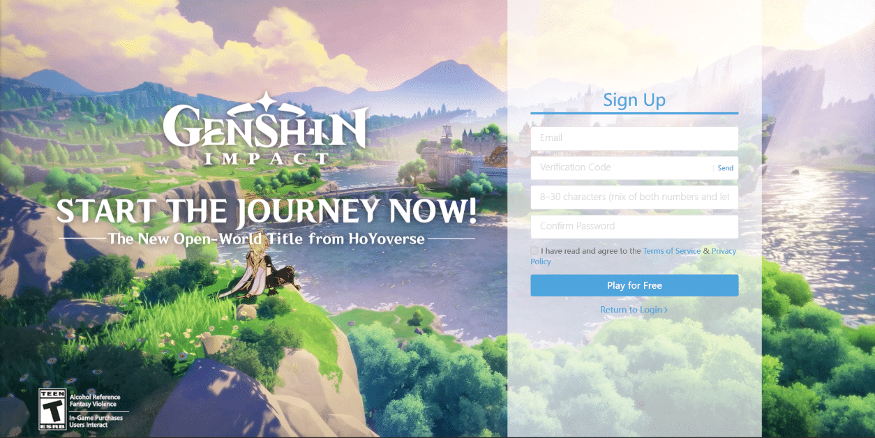 Pagina di registrazione di Genshin. 9 modi per correggere l'errore di accesso a Genshin Impact