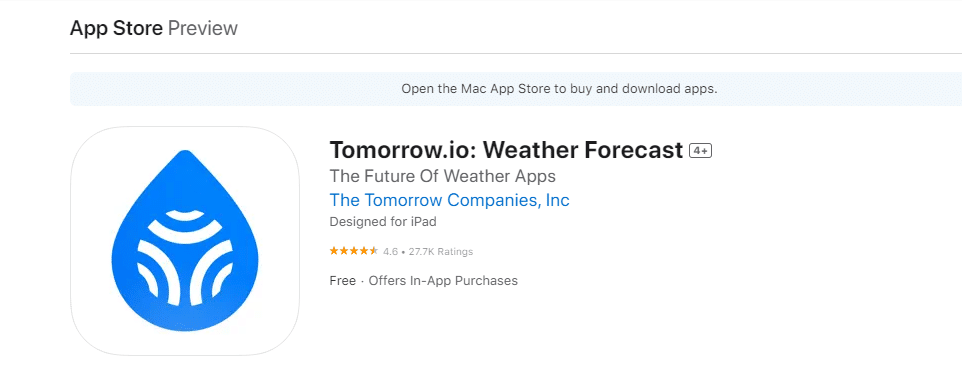 Tomorrow.io: pronóstico del tiempo. Las 22 mejores aplicaciones meteorológicas para Apple Carplay