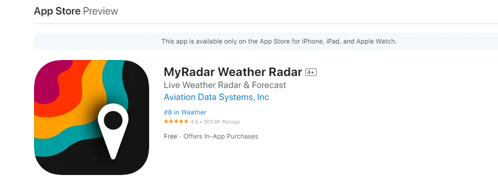 MyRadar 天氣雷達。 22 款適用於 Apple Carplay 的最佳天氣應用