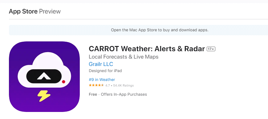 Météo Carotte. 22 meilleures applications météo pour Apple Carplay