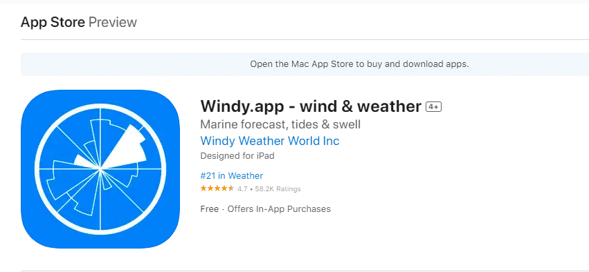 Windy.app. 22 melhores aplicativos de clima para Apple Carplay