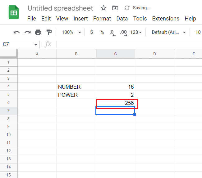 C4 セルを C5 セルの数値でべき乗したもの。 Google スプレッドシートを Excel に自動的に変換する方法