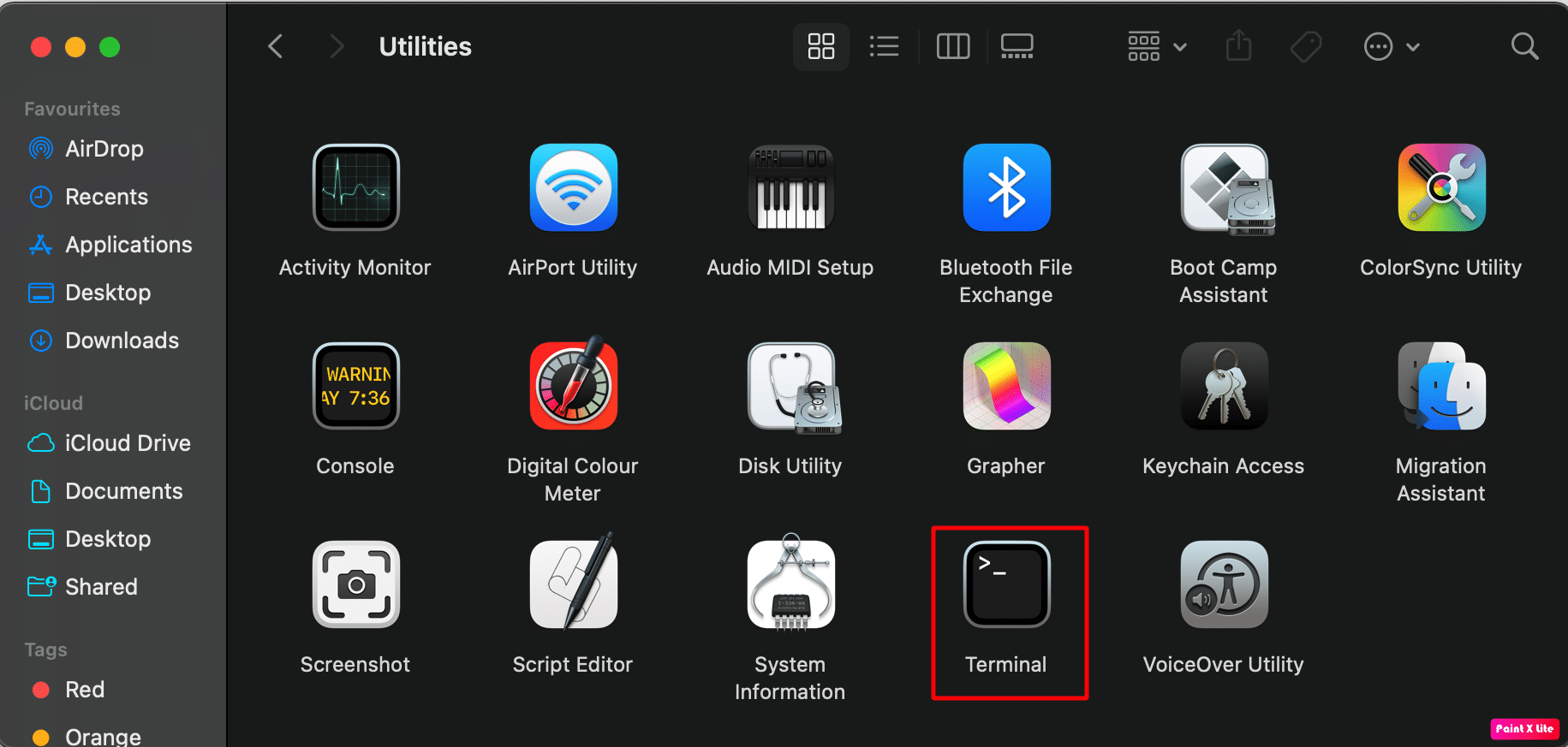 ir a la aplicación de terminal