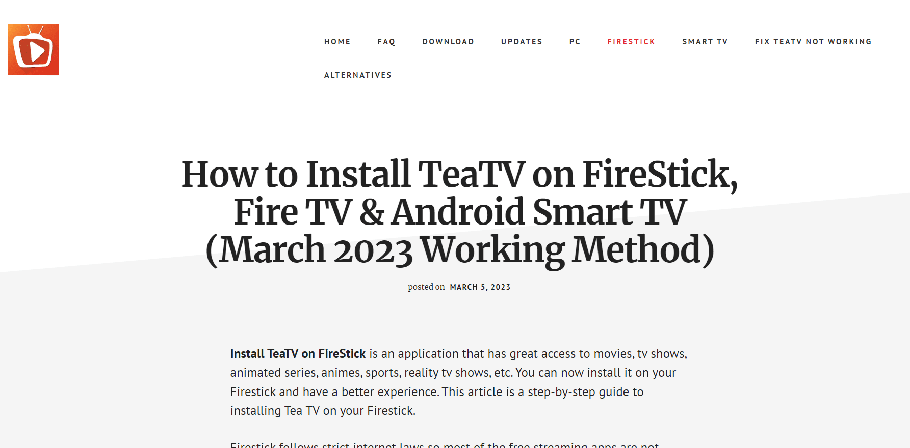 TeaTV. Firestick을 위한 최고의 무료 영화 앱 26개