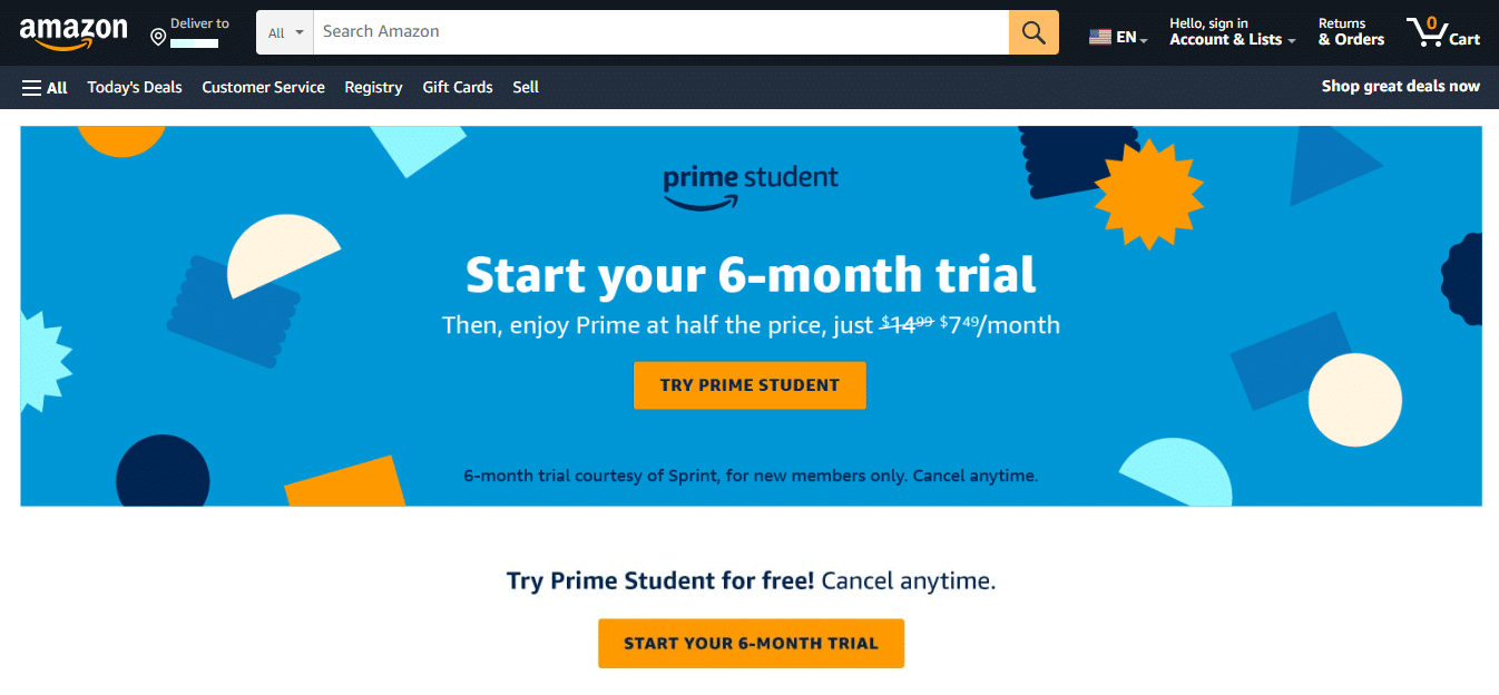 amazon student kostenlose testabonnementseite