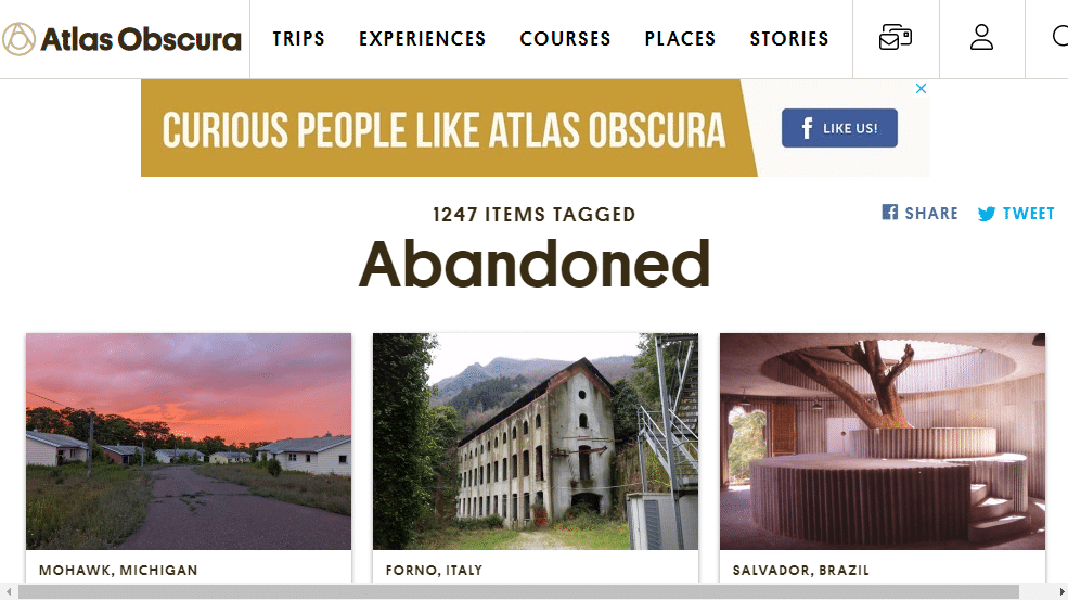 Atlas Obscura aufgegeben. Top 10 der besten Websites, um verlassene Orte zu finden