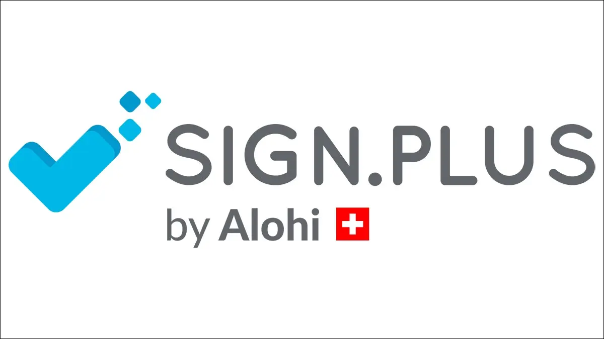 SIGN.PLUS by Alohi 로고는 흰색 배경을 엽니다.