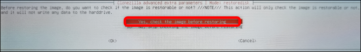 Pilih untuk memeriksa citra cadangan sebelum mengembalikannya. Ini adalah opsi pertama dalam daftar