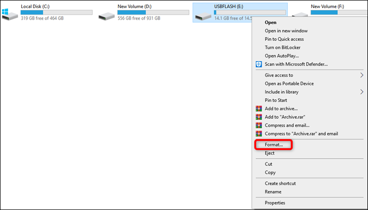 Format USB thumb drive Anda di Windows