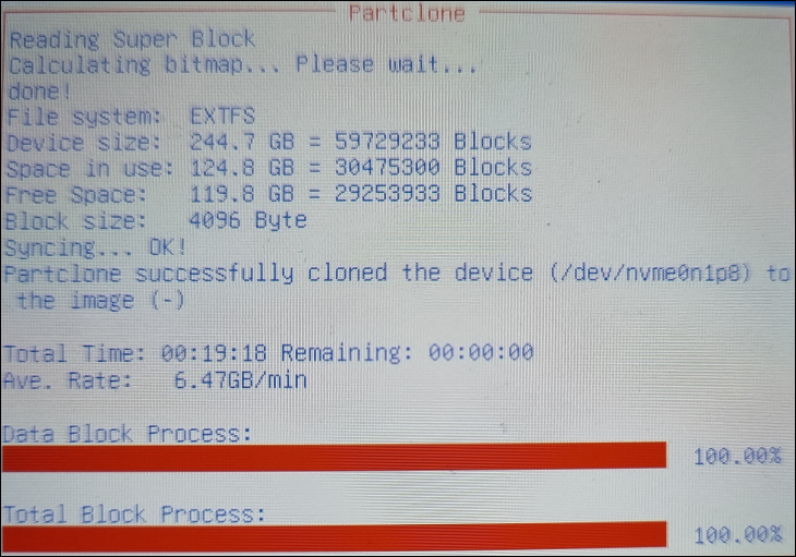 Prosedur kloning memakan waktu sekitar 20 menit saat menggunakan SSD SATA