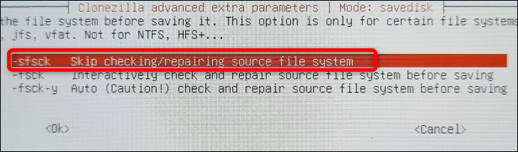 Anda dapat melewatkan pemeriksaan atau perbaikan sistem file sumber perangkat penyimpanan eksternal yang Anda gunakan untuk menyimpan cadangan