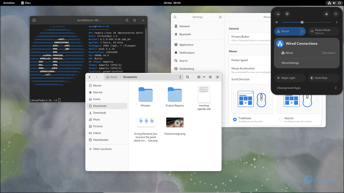 Desktop Fedora 38 GNOME