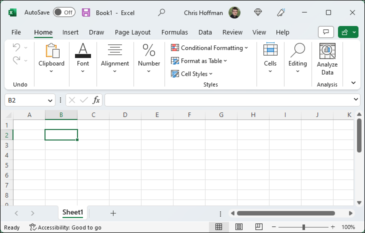 Microsoft Excel в Windows 11.