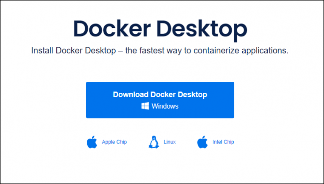 Docker Web サイトから Docker Desktop をインストールします。