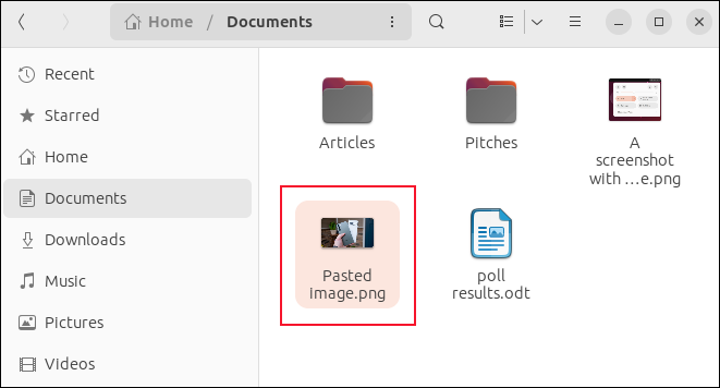 Browser File dengan file yang dibuat dengan menempelkan gambar