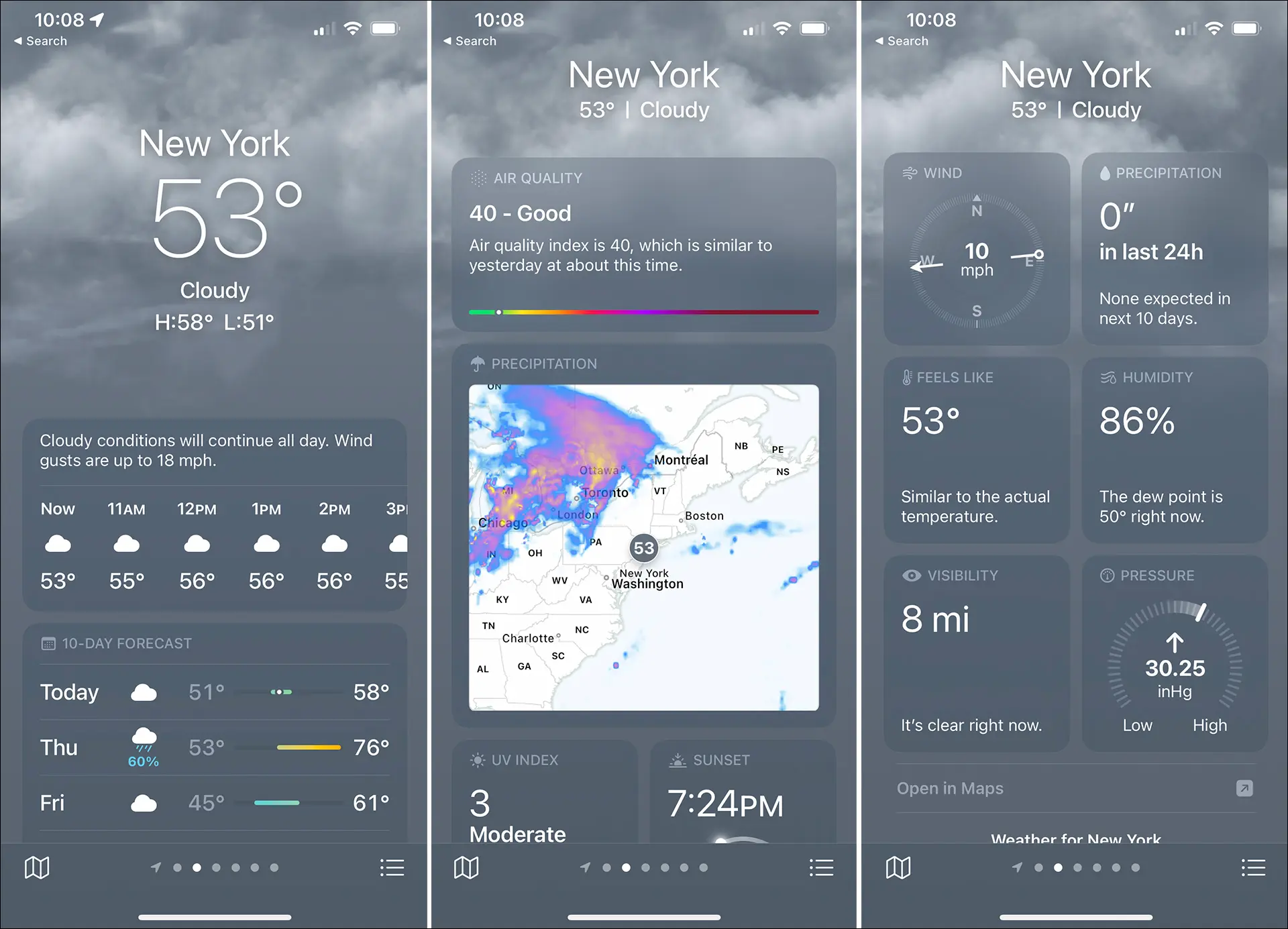 Apple Weather アプリを紹介する画像。