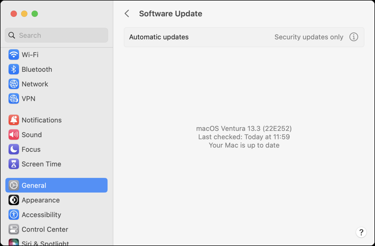 Perbarui macOS 13 Ventura melalui Pengaturan Sistem