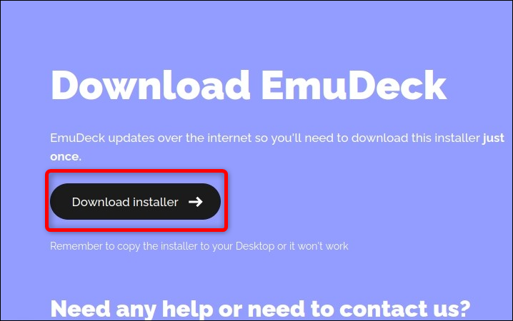 Download Installer ボタンをクリックして EmuDeck をダウンロードします。