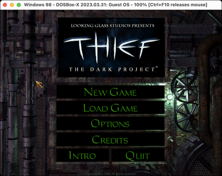 Thief: DOSBox-X aracılığıyla Windows 98'de The Dark Age demosu