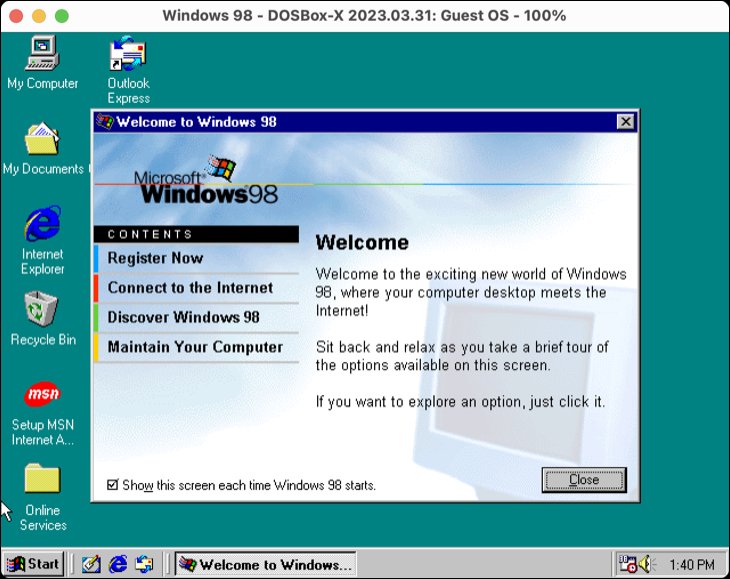 Windows 98'in ilk başarılı önyüklemesi