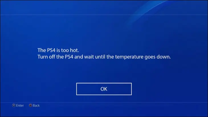 Предупреждение, которое вы видите на экране, когда ваша консоль PS4 слишком горячая