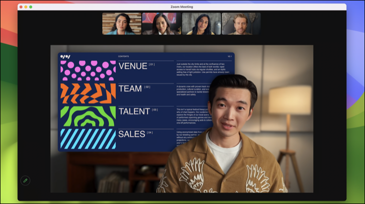 Overlay di videoconferenza macOS 14