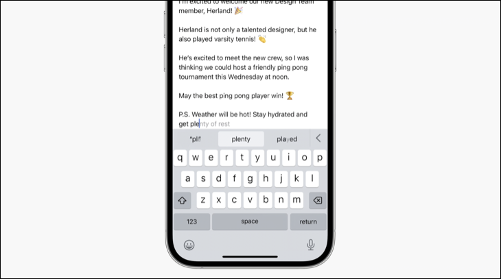 Prédictions de texte en ligne iOS 17