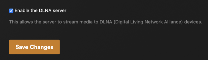 Plex 設定内で DLNA サーバーを有効にする