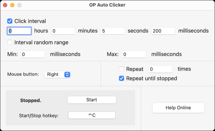 OP Auto Clicker pentru macOS