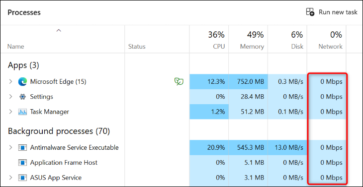 Windows でネットワーク アプリを表示します。