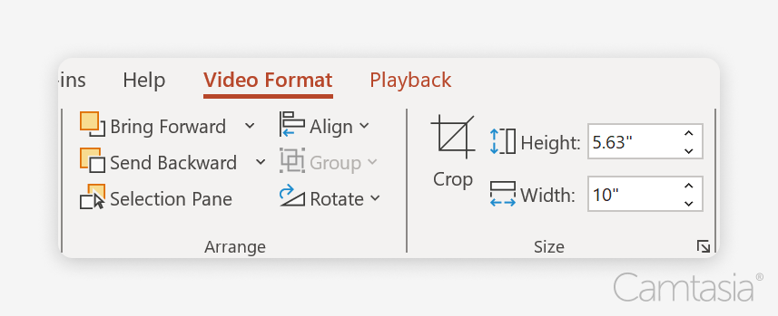 PowerPoint でビデオのサイズと位置をフォーマットする