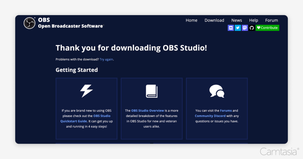 OBS Studio メッセージをダウンロードしていただきありがとうございます。